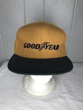 Vintage Goodyear Tires Snapback Hat Black Embroidered Logo K products Crazy Fade